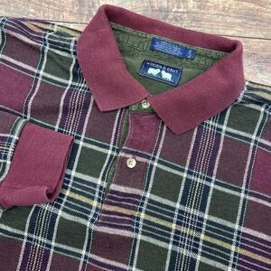 Woods & Gray Mens XL 100% Cotton Maroon Green Tan Plaid Button Pullover USA Made